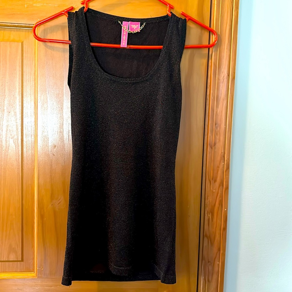 Charlotte scoopneck, tank top black with shimmer size Small